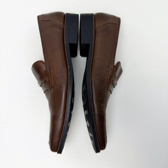 Sandro Moscoloni Brown Pebbled Leather Penny Loafers Mens 11D Square‎ Toe Office